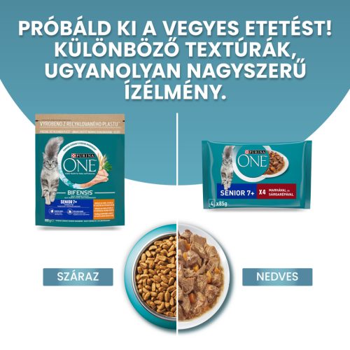 PURINA ONE SENIOR Csirkében gazdag száraz macskaeledel 800g