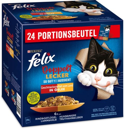 Felix "Doppelt Lecker" macska tasak MP hús zselés 24x85g