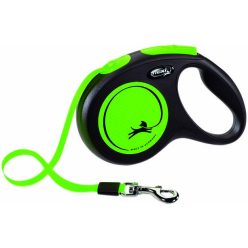   Flexi New Neon kutyapóráz csévélő szalagos fekete/zöld M 5m