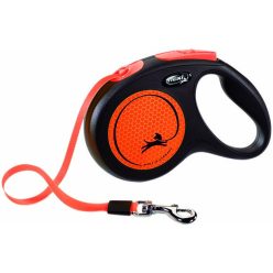   Flexi New Neon kutyapóráz csévélő szalagos fekete/narancssárga M 5m