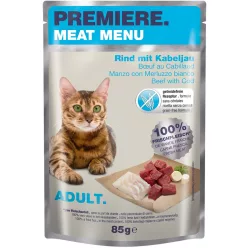 Premiere Meat Menu macska tasak adult marha&tőkehal 12x85g