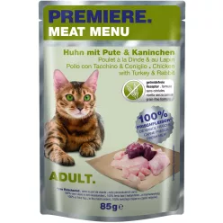   Premiere Meat menu macska tasak adult csirke&pulyka&nyúl 12x85g