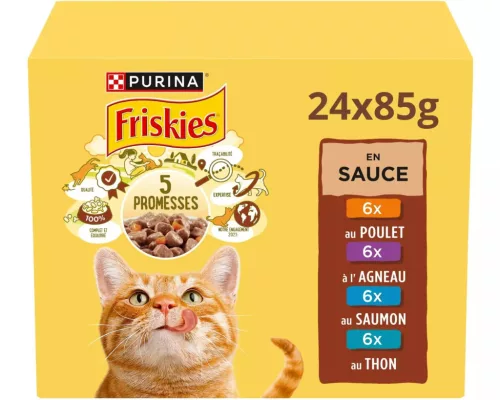 Friskies szószos nedves macskaeledel csirke&bárány&lazac&tonhal 24x85g