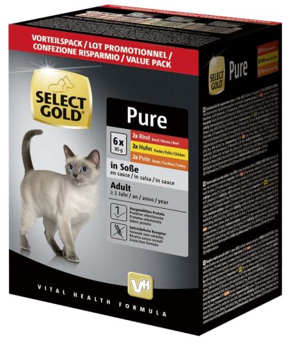Select Gold Pure macska tasak adult MP szósz 6x85g