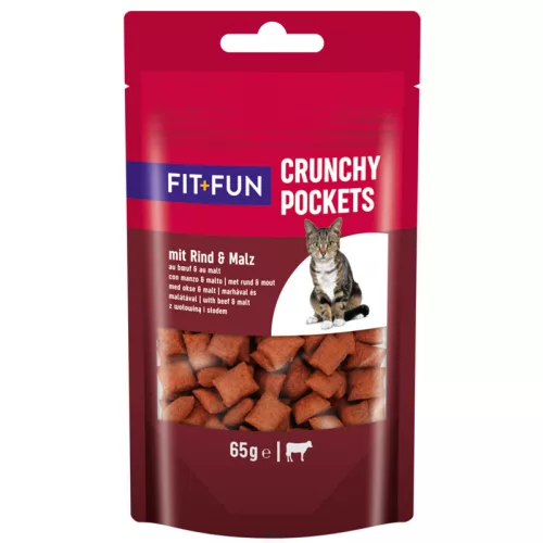 Fit+Fun Crunchy Pockets macska jutalomfalat  marha&maláta 65g