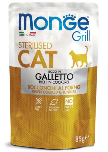 MONGE Grill macska tasak steril kiskakas 28x85g
