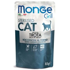 MONGE Grill macska tasak steril pisztráng 28x85g