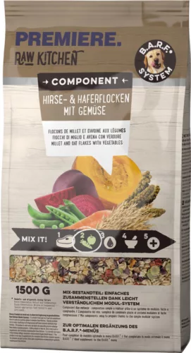 Premiere Raw Kitchen kutya köles- és zabpehely zöldségekkel 1,5kg
