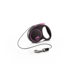   Flexi Black Design kutyapóráz csévélő zsinóros pink XS 3m