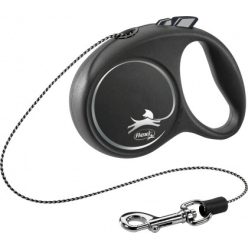   Flexi Black Design kutyapóráz csévélő zsinóros fekete XS 3m