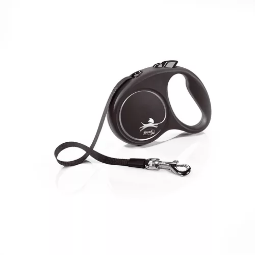 Flexi Black Design kutyapóráz csévélő szalagos fekete S 5m