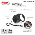 Flexi Black Design kutyapóráz csévélő szalagos fekete S 5m