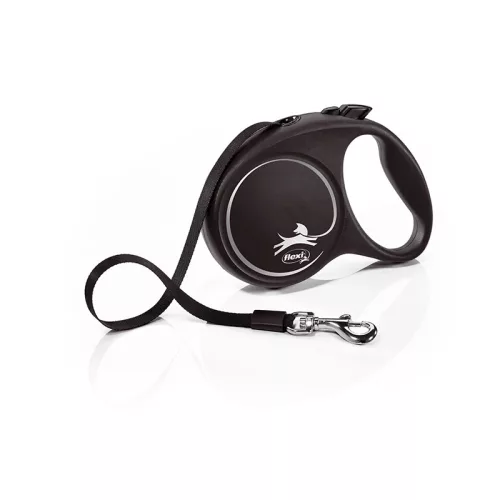 Flexi Black Design kutyapóráz csévélő szalagos fekete M 5m