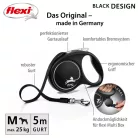 Flexi Black Design kutyapóráz csévélő szalagos fekete M 5m