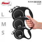 Flexi Black Design kutyapóráz csévélő szalagos fekete L 5m