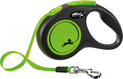 Flexi New Neon kutyapóráz csévélő szalagos fekete/zöld S 5m