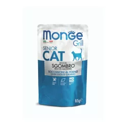 MONGE Grill macska tasak senior makréla 28x85g