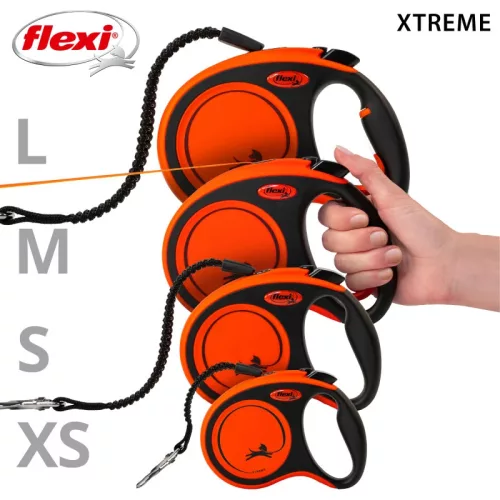 Flexi Xtreme szalagos fekete/narancssárga S 5m