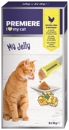 Premiere MyJelly macska jutalomfalat csirke&sajt&macskafű 6x10g