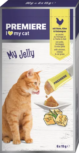 Premiere My Jelly macska jutalomfalat csirke&sajt&macskafű 6x10g
