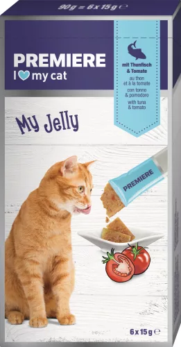 Premiere My Jelly macska jutalomfalat tonhal & paradicsom 6x10g