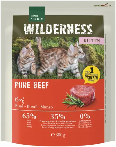 Real Nature Wilderness kitten száraz macskaeledel pure marha 300g