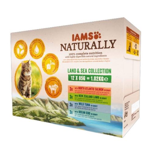 IAMS Naturally macska tasak MP adult hús&hal 12x85g