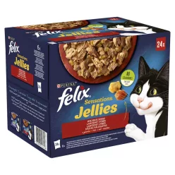   Felix Sensations Jellies macska tasak MP házias válogatás 24x85g