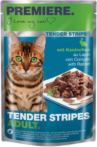 Premiere Tender Stripes macska tasak adult nyúl 28x85g