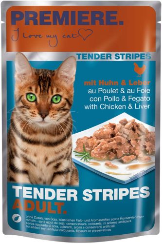 Premiere Tender Stripes macska tasak adult csirke&máj 28x85g
