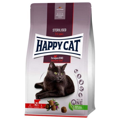 Happy Cat Sterilised száraz macskaeledel adult marha 300g