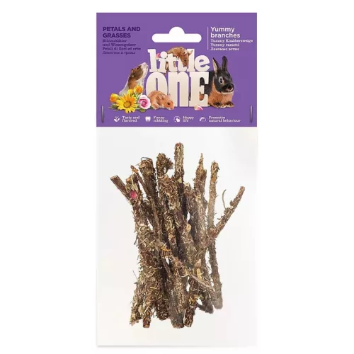 Little One Yummy kisemlős jutalomfalat ágacskák szirmokkal és fűszernövényekkel 35g