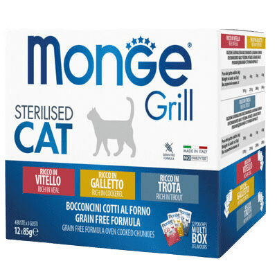MONGE Grill macska tasak MP steril 12x85g