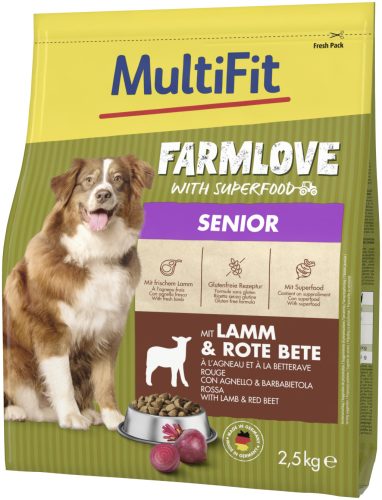 MultiFit Farmlove száraz kutyaeledel senior bárány&cékla 2,5kg