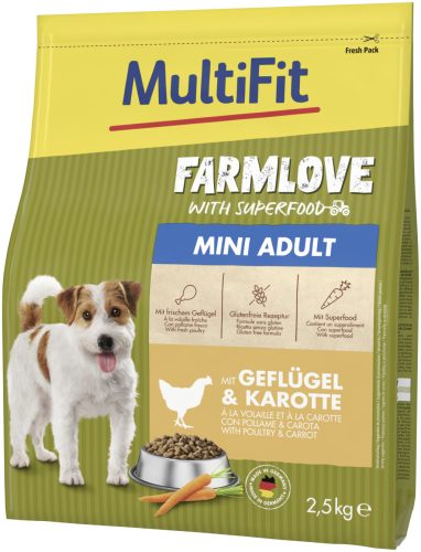 MultiFit Farmlove száraz kutyaeledel mini adult szárnyas 2,5kg