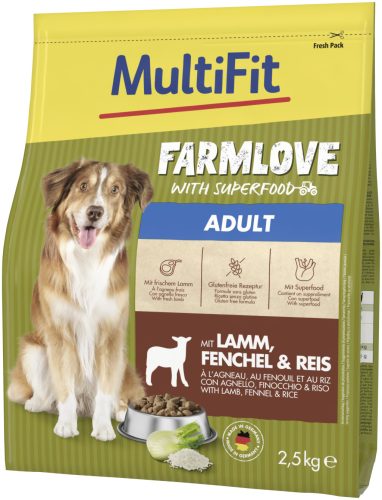 MultiFit Farmlove száraz kutyaeledel adult bárány&rizs 2,5kg