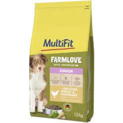   MultiFit Farmlove száraz kutyaeledel junior szárnyas&spenót 12kg