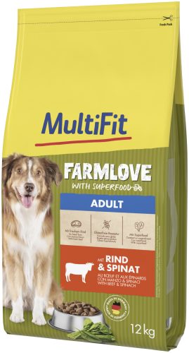 MultiFit Farmlove száraz kutyaeledel adult marha&spenót 12kg