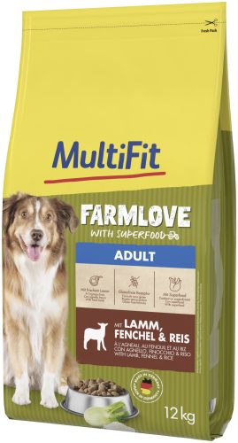 MultiFit Farmlove száraz kutyaeledel adult bárány&rizs 12kg