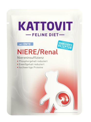 Kattovit Feline Diet tasak vesekímélő macskaeledel kacsa 24x85g