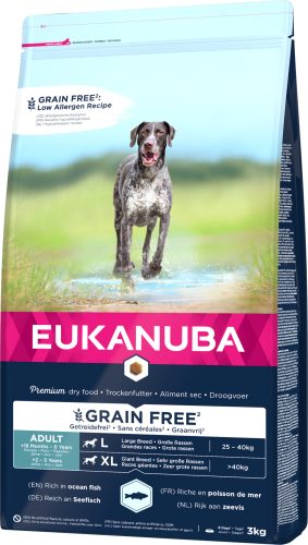Eukanuba Grain Free Large Breed száraz kutyaeledel adult hal 3kg