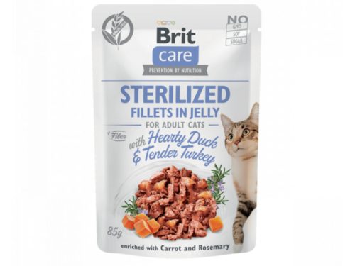 BRIT Care tasak ivartalanított macskáknak nedves eledel jelly kacsa 24x85g