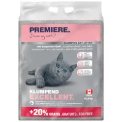   Premiere Excellent csomósodó macskaalom babapúder illatú 12+2,4kg