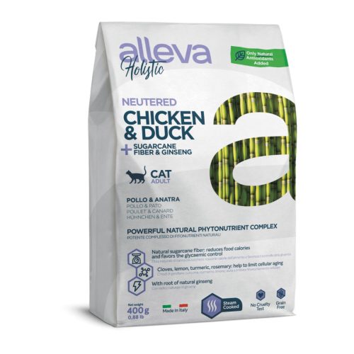 Alleva Holistic száraz macskaeledel steril csirke&kacsa 400g