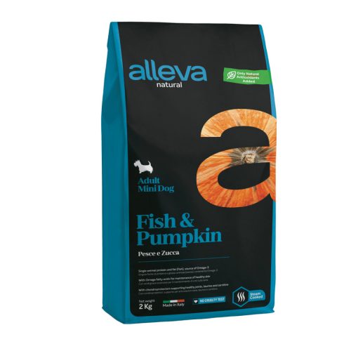 Alleva Natural száraz kutyaeledel mini hal&sütőtök 2kg