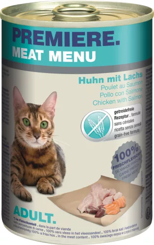 Premiere Meat Menü macska konzerv adult csirke&lazac 6x400g