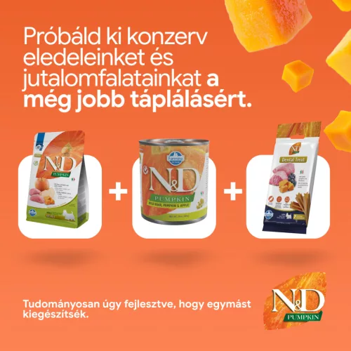 N&D Pumpkin Vaddisznó & Alma Felnőtt Mini Száraz Kutyaeledel  2,5kg