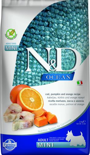 N&D Grain Free Ocean adult mini száraz kutyaeledel tőkehal 2,5kg