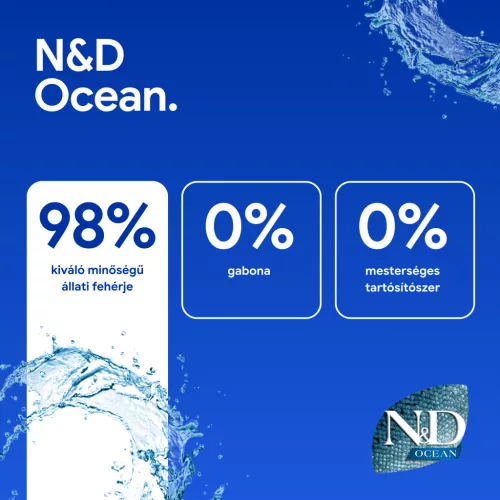 N&D Ocean Tőkehal, Sütőtök & Narancs Felnőtt Mini Száraz Kutyaeledel 2,5kg