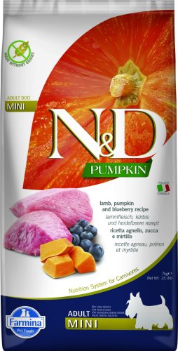 N&D Grain Free bárány&áfonya sütőtökkel adult mini száraz kutyaeledel 7kg